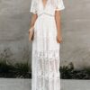Embroidery Lace long Tunic Beach Maxi Dress - Image 9