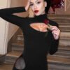 Hollow Out Fashion High Neck Night Club Party Dress - Image 2