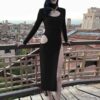 Hollow Out Fashion High Neck Night Club Party Dress - Image 3