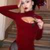 Hollow Out Fashion High Neck Night Club Party Dress - Image 5