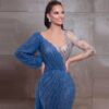 Mermaid O-Neck Long Sleeves Beading Sparkle Formal Dress - Image 3