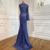 Mermaid O-Neck Long Sleeves Beading Sparkle Formal Dress - Image 4