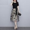 Mesh Casual O Neck Short Sleeve Midi Dress