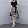 Mesh Casual O Neck Short Sleeve Midi Dress - Image 2