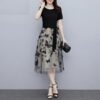 Mesh Casual O Neck Short Sleeve Midi Dress - Image 4