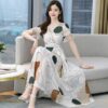 Plus Size V-Neck Floral Short Sleeve Chiffon Dress
