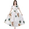 Plus Size V-Neck Floral Short Sleeve Chiffon Dress - Image 4