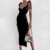 Sexy Bow Backless Birthday Party Clubwear Midi Dress