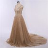 Sexy Luxury Bling Deep-V Sexy Tulle Backless Evening Dresses - Image 5