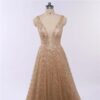 Sexy Luxury Bling Deep-V Sexy Tulle Backless Evening Dresses - Image 6