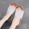 Casual Stripe Straw Weave Belt Linen Flax Flip Flops Slippers - Image 6