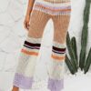 Color Block Hollow Knit Patchwork Elastic Waist Holiday Pants - Image 4