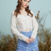 Crochet Floral Lace Peter Pan Collar Long Sleeve Croppd Blouse - Image 2
