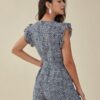 Floral Print Ruffle Knotted V-neck Romper - Image 2
