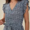 Floral Print Ruffle Knotted V-neck Romper - Image 4