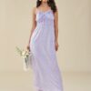Floral Print Strap Tie Open Back Ruffle Trim Shirred Dress