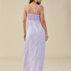 Floral Print Strap Tie Open Back Ruffle Trim Shirred Dress - Image 2