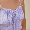 Floral Print Strap Tie Open Back Ruffle Trim Shirred Dress - Image 5