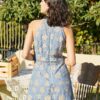Flower Halter Sleeveless Ruffle Hem Lace Dress - Image 3