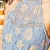 Flower Halter Sleeveless Ruffle Hem Lace Dress - Image 6