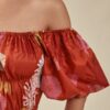Flower Print Puff Sleeve Belt Square Collar Swing Dress - Image 6