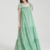 Knotted Sleeveless Ruffle Trim Big Swing Maxi Dress - Image 2