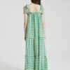 Knotted Sleeveless Ruffle Trim Big Swing Maxi Dress - Image 3