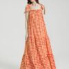 Knotted Sleeveless Ruffle Trim Big Swing Maxi Dress - Image 7