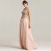 Sexy Crop Top Crystal Pearls Two Piece Fashion Prom Dress - Image 2