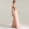 Sexy Crop Top Crystal Pearls Two Piece Fashion Prom Dress - Image 5