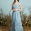 Solid Adjustable Strap Open Back Button Slit Maxi Lace Dress - Image 6