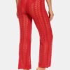 Solid Hollow Knit Drawstring Elastic Waist Holiday Pants - Image 5