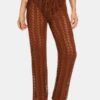 Solid Hollow Knit Drawstring Elastic Waist Holiday Pants - Image 6
