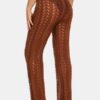 Solid Hollow Knit Drawstring Elastic Waist Holiday Pants - Image 7