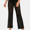 Solid Hollow Knit Drawstring Elastic Waist Holiday Pants - Image 8