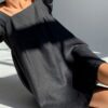 Solid Ruffle Sleeve Open Back Square Collar Dress - Image 8