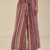 Tribal Pattern Elastic Waist Belt Wide Leg Bohemian Pants - Image 2