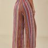 Tribal Pattern Elastic Waist Belt Wide Leg Bohemian Pants - Image 3