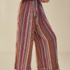 Tribal Pattern Elastic Waist Belt Wide Leg Bohemian Pants - Image 4