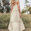 High Waist A-line Cotton Casual Solid Strap Dress