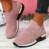 Slip on Wedge Shoes Round Toes Textured Soles