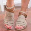 Contrasting Colored Straps Ruched Sandals - Image 2