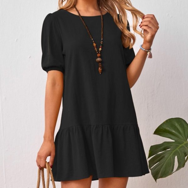 High Waist Casual A Line Cotton Mini Dress