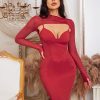 Jewel Neck Zipper Long Sleeves Semi Formal Dress