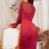 Jewel Neck Zipper Long Sleeves Semi Formal Dress - Image 2