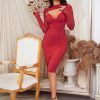 Jewel Neck Zipper Long Sleeves Semi Formal Dress - Image 5