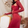 Jewel Neck Zipper Long Sleeves Semi Formal Dress - Image 6