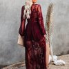 Maxi V-Neck Half Sleeves Lace Bohemian Long Dress - Image 5