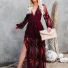 Maxi V-Neck Half Sleeves Lace Bohemian Long Dress - Image 6