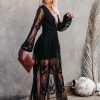Maxi V-Neck Half Sleeves Lace Bohemian Long Dress - Image 9
